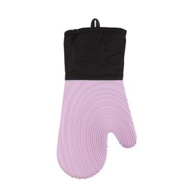 Silicone Insulated Gloves Microwave Oven High Temperature Kitchen Anti-Hot Gloves (Color: Purple)